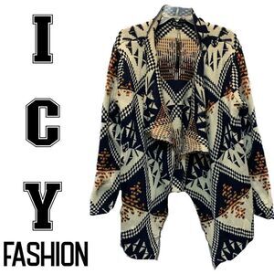 NWT Icy Fashion Sweaters Aztec Print Open Cardigan size M